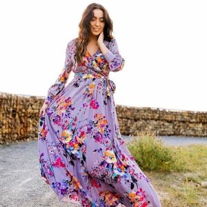 Purple Watercolor Maxi Dress